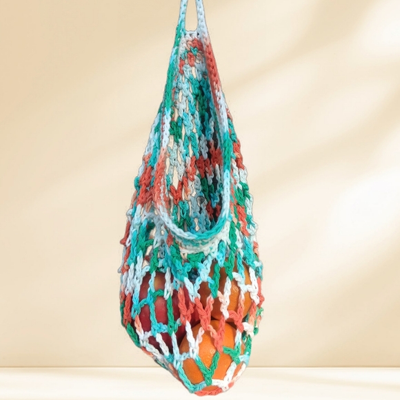 Hand crafted Crochet Basket Open Weave Market bag - Picture 3 of 5